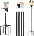 ERYTLLY Bird House Pole Mount Kit 96 Inch - Adjustable Hummingbird Bird Feeder Post Support Rod Universal Stand Set with 5 Prongs for Outdoor, Yard, Garden Decor, Black