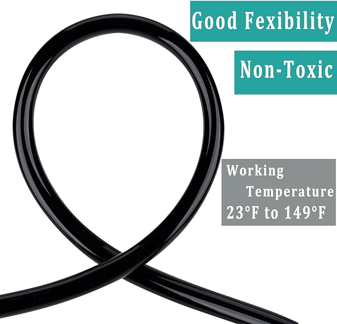 Black Vinyl Tubing 1” ID × 1 1/4” OD - 10 Feet PVC Flexible Plastic Tube Hybrid Hose, Transfer Water Air Oil for Pond Fountain Garden, Non-toxic and BPA free