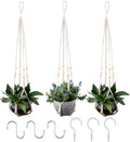 RIFNY Macrame Plant Hanger for 5 to 10 Inch Plant Pots, 35 Inch Indoor Handmade Woven Rope Hanger Kits with Hooks and Wood Beads, Hanging Planter Basket Holder for Boho Home Decor (White, 3 Pack)