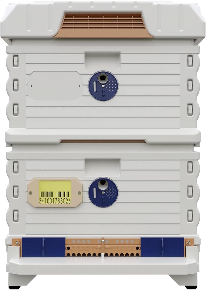 Ergo Insulated 10 Frame Bee Hive Set [NO Frames Included] (Double Deep, White Body Blue Entrance)