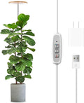 LORDEM Bamboo Grow Light for Indoor Plants,Full Spectrum LED Plant Grow Light, Height Adjustable Growing Lamp with Auto Timer 4H/8H/12H, 4 Dimmable Levels, Ideal for Large Tall Plants