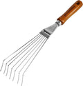 Japanese Hand Rake Garden Tool, Japanese Steel with Wood Handle, Small Rake for Leaves, Handheld Garden Cleaning Tool, Made in Japan, Silver