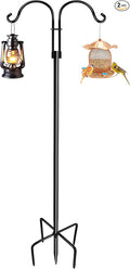 Double Shepherds Hooks for Outdoor (1Pack,76 inch) Heavy Duty Adjustable Bird Feeder Pole Garden Decor Shepherds Hook for Hanging Bird Feeder, Plant Baskets, Hummingbird Feeder for Outside