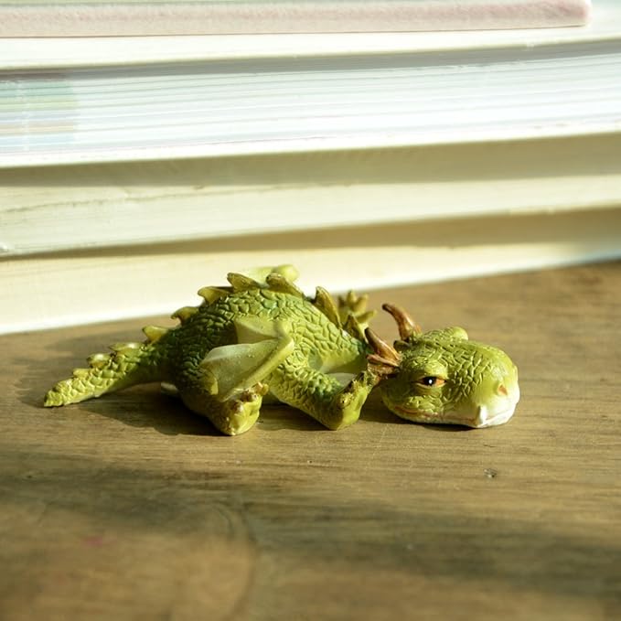 Top Collection Miniature Fairy Garden and Terrarium Statue, Sleepy Mini Dragon