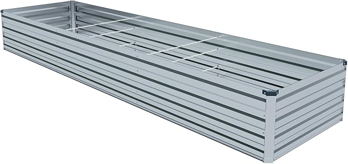 12x2x1.5FT Galvanized Raised Garden Beds Kit Large Outdoor Metal Gardening Planter Box for Vegetable Elevated Flower Herbs, Silver