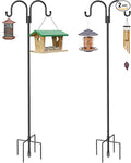 Highpro Double Shepherds Hooks for Outdoor, 2 Pack 79 Inch Heavy Duty Garden Pole for Hanging Bird Feeder, Bird Feeder Hook Plant Baskets,Garden Plant Hanger Stands with 5 Base Prongs