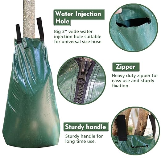 Remiawy Tree Watering Bag, 20 Gallon Slow Release Watering Bag for Trees, Tree Irrigation Bag Made of Durable PVC Material with Zipper (3 Pack 5-8 Hours Releasing Time)