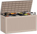 DRATO 100 Gallon Large Deck Box, Outdoor Storage Box for Patio Furniture, Patio Cushions, Gardening Tools, Pool Supplies,660lbs Weight Capacity,Waterproof Resin Storage Boxes