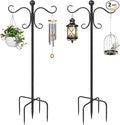 2 Pack 76 Inch Adjustable Double Shepherds Hooks for Outdoor Heavy Duty, Two Sided Garden Bird Feeder Pole for Hanging Plant Baskets, Solar Lights, Weddings Decor