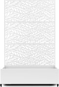 Raised Garden Bed with Trellis and Wheels,73"x47"x16" Metal Raised Garden Bed,White Flowing Leaf Metal Planter with Climbing Trellis for Vines & Vegetables