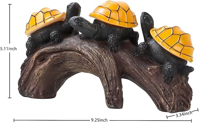 pearlstar Solar Outdoor Statues Turtle on Log Yard Decor Waterproof Figurine Light Garden Decorations Lawn Ornaments for Patio Backyard Gift for Mom Woman Grandma Lovers