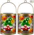 Starsoul 2 Pack Hanging Solar Lantern Outdoor Waterproof Glass Gnome and Sunflowers Decorative Solar Lights for Outside Garden Yard Table Patio Decor