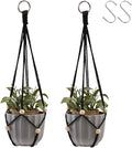 Artilady Black Hanging Planter for Indoor Plants Macrame Plant Hanger Large Hanging Plant Holder Basket with Adjustable Beads Outdoor Window Boho Plant Wall Decor