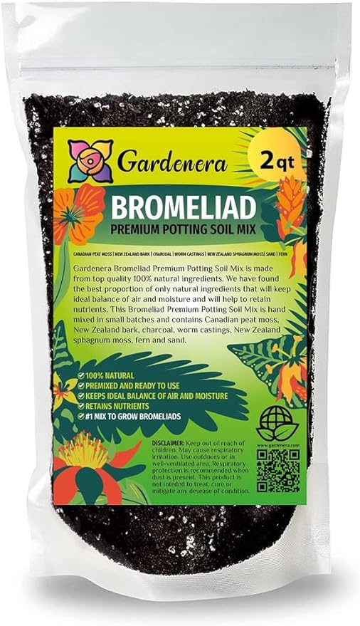 Organic Bromeliad Soil Mix by Gardenera - Provide The Best Growing Medium for Your Plants - 2 QUARTS