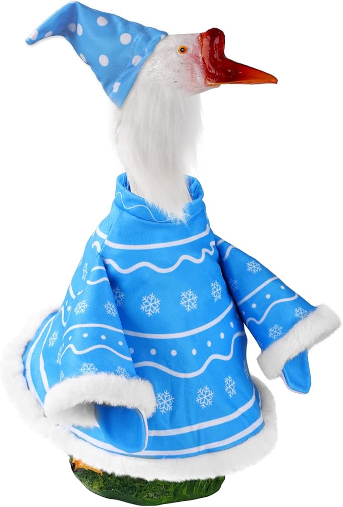 Goose Outfit, Winter Goose Outfits for Cement Goose Cute Goose Costume Yard Goose Clothing Goose Yard Statue Clothes for Outdoor Patio Yard Lawn Statueart Goose Decoration(Dwarf)