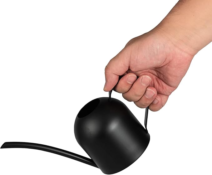IMEEA Small Watering Can for Indoor Plants Stainless Steel Watering Can with Long Spout 15oz/450ml, (Black)