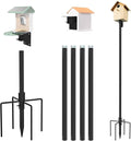 ERYTLLY Bird House Pole Mount Kit 80 Inch - Adjustable Hummingbird Bird Feeder Post Support Rod Universal Stand Set with 5 Prongs for Outdoor, Yard, Garden Decor, Black