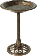 Backyard Expressions Outdoor Garden Bird Bath - Bronze - Weather Resistant Polyresin - 27 Inch