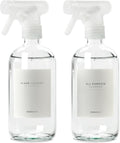 MaisoNovo Glass Spray Bottles for Cleaning - 16.9 fl oz Clear x 2 with 16 Labels