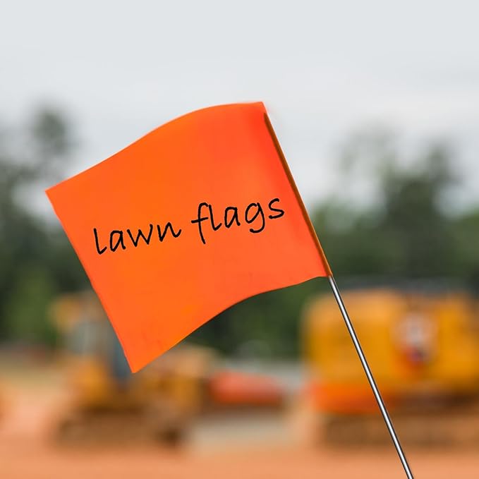Zozen 50Pack Fluorescent Orange Marking Flags, Writable/15x4x5 Inch, Yard Flags for Lawn & Irrigation & Landscape & Sprinkler & Survey & Dog Training.