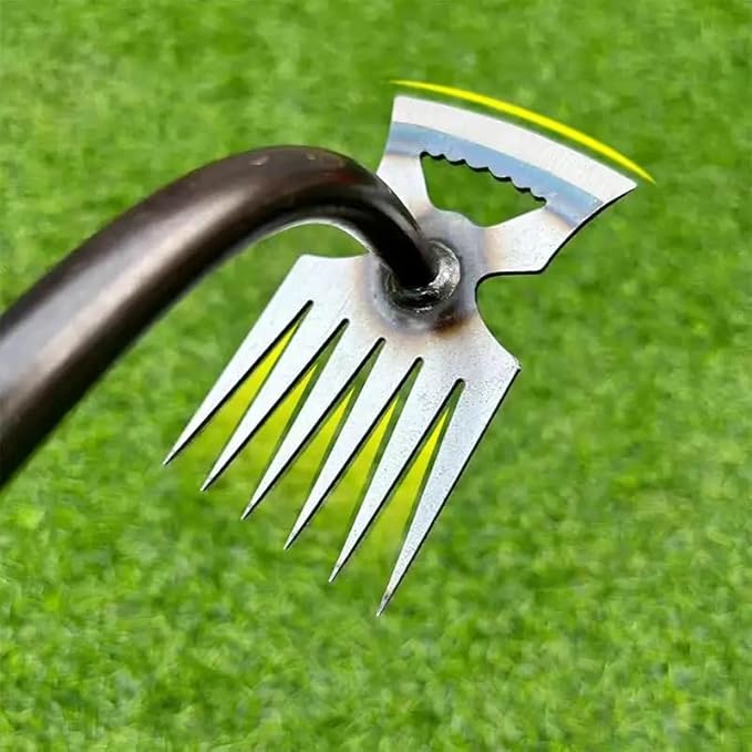 2Pcs Weed Puller Tool, Weeding Artifact Uprooting Steel Hand Weeder Tool for Garden Yard Farm - Durable Manganese, Manual Multifunctional Weeding Artifact Kit - 6 Teeth, Dual Purpose Puller