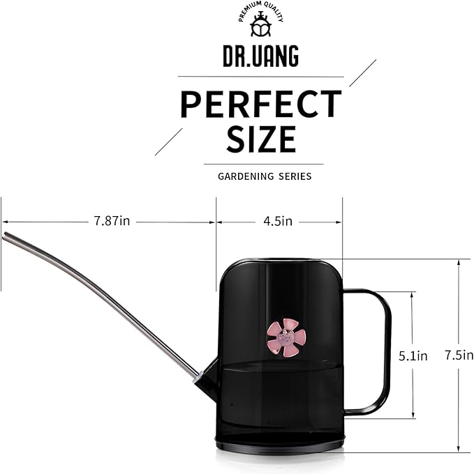 Watering Can Indoor for House Plants Small Watering cans with Long Spout Flower Model Sprinkler Head 1.2L (Black Coffee, 1.2L)