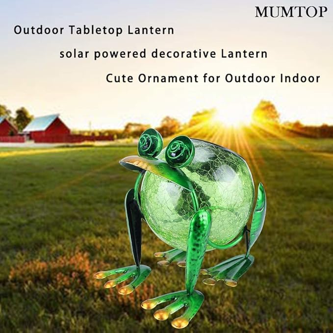 Solar Garden Lantern Waterproof LED Frog Solar Lights Outdoor Decorative Tabletop Lanterns Lamp for Yard Patio Table Decoration