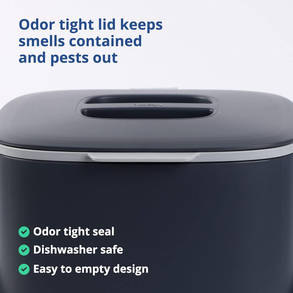 Blue Ginkgo Kitchen Compost Bin [2.6L / 0.69 GAL] – Filter-Free, Odor-Tight Countertop Food Waste Pail with Handles (Made in Korea, Gray)