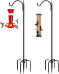 FEED GARDEN Short Shepherds Hooks for Outdoor, 48 Inch Bird Feeder Pole with 5 Prongs Base, Heavy Duty Shepherds Hook Garden Hook for Hummingbird Feeder, Hanging Lantern, Plant Baskets, 2 Pack