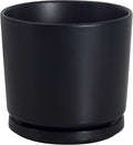 Ekirlin 9 inch Plant Pots,Ceramic Flower Planters Indoor,Modern Succulents Containers with Drain Hole Saucer,Decorate Home,Office & Outdoor (Black)