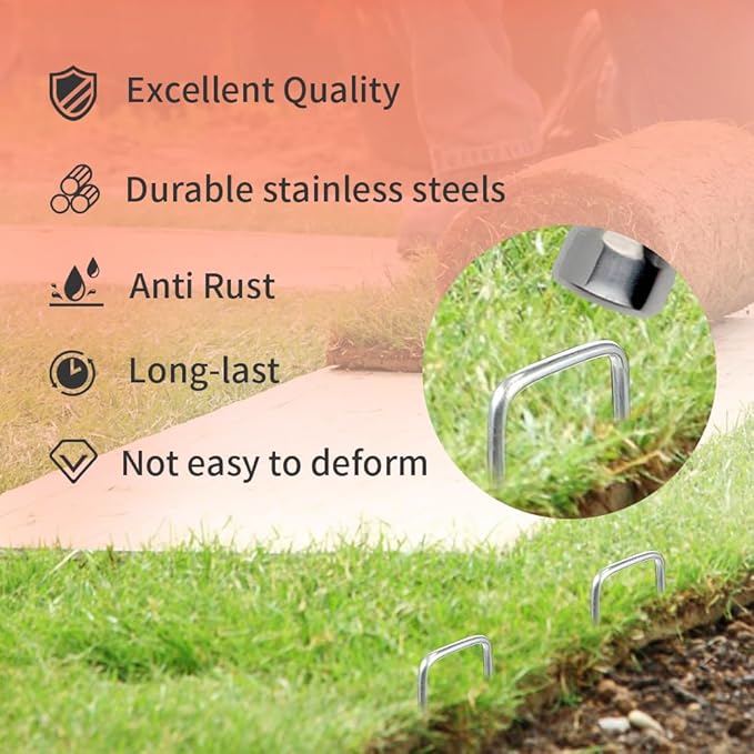 Landscape Staples, Galvanized Garden Stakes, Plant Cover Staples, 10 Pack 6 Inch 11 Gauge Garden Staples, Anti-Rust Ground Sod Pins Lawn Yard Stakes for Securing Weed Fabric Irrigation Tubing