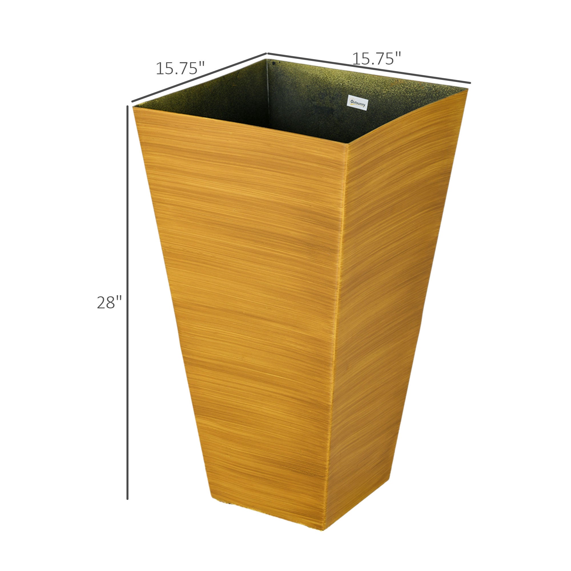 Outsunny 28' Tall Outdoor Planters Set of 3 with Drainage Holes Faux Wood Plastic Flower Pots for Garden Patio Tan