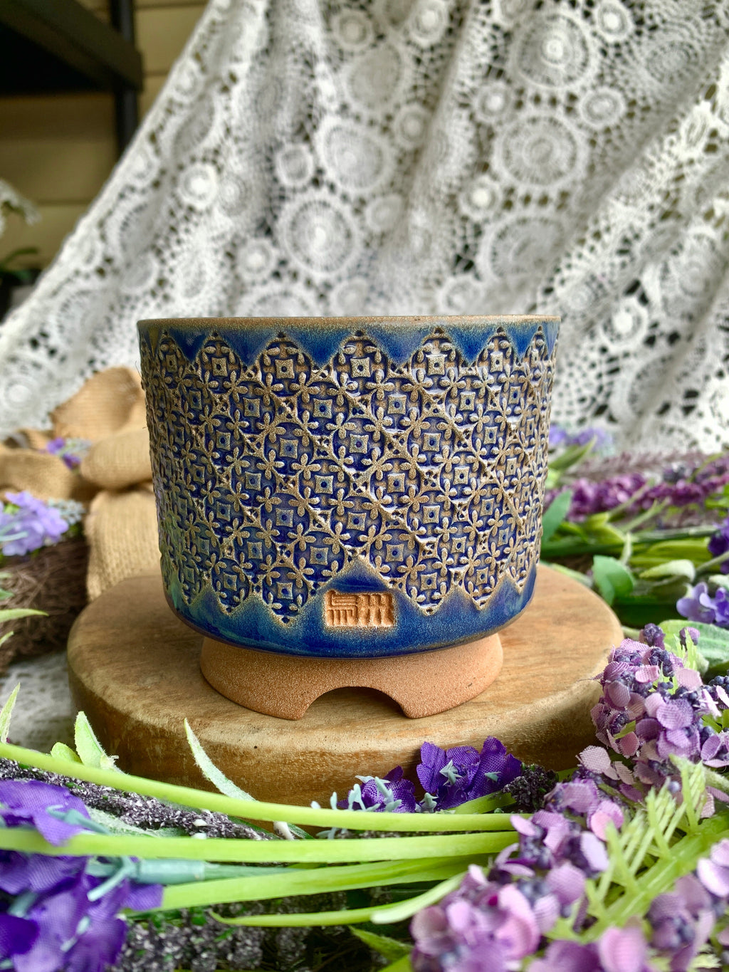 WS0004 Rustic Handmade Clay Planter Pot - Pot rim diameter: 3.5"
