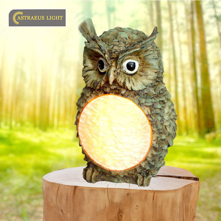Solar Owl LED Garden Light with Resin Design