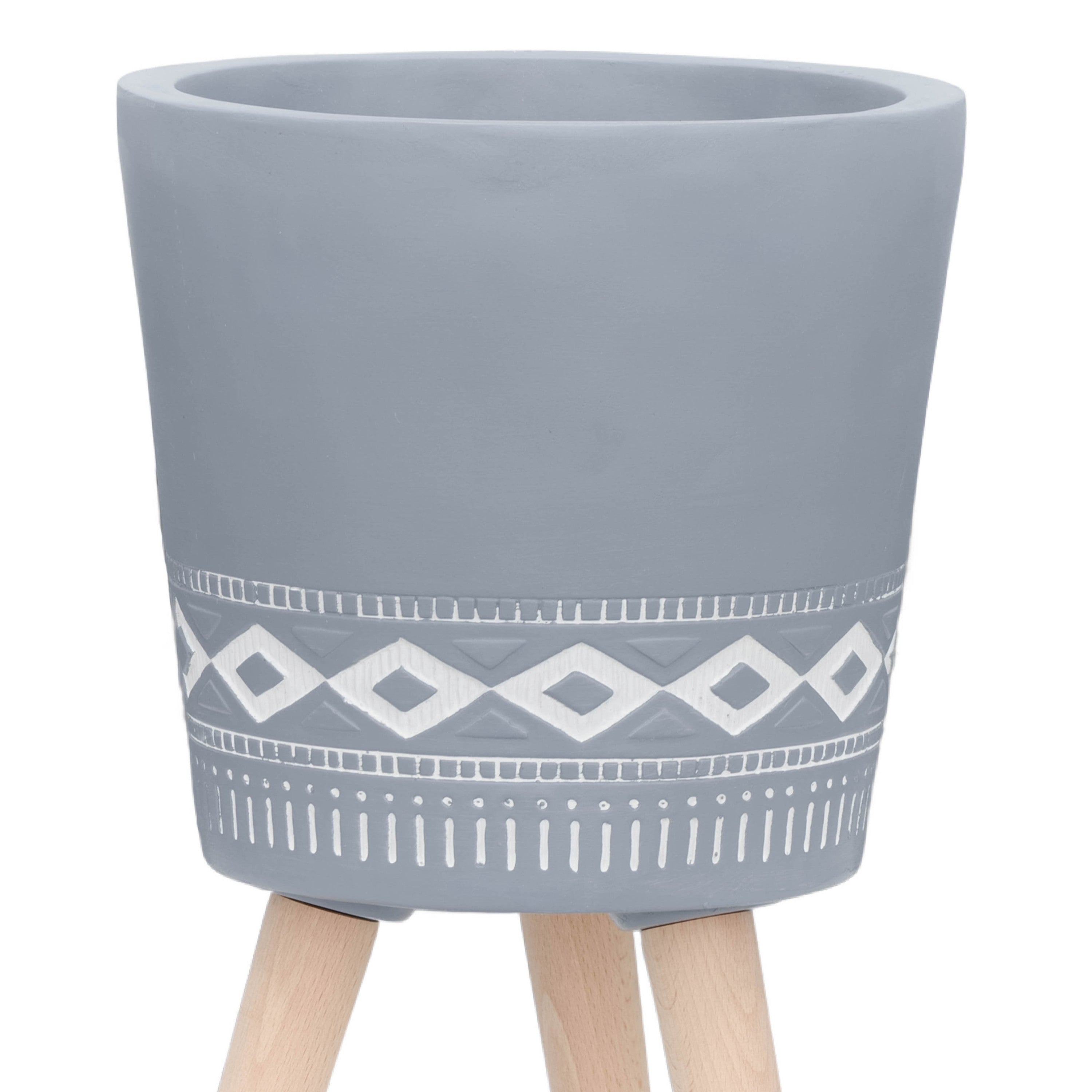 S/2 10/12' DIAMOND PLANTER W/ WOOD LEGS, GRAY (KD)