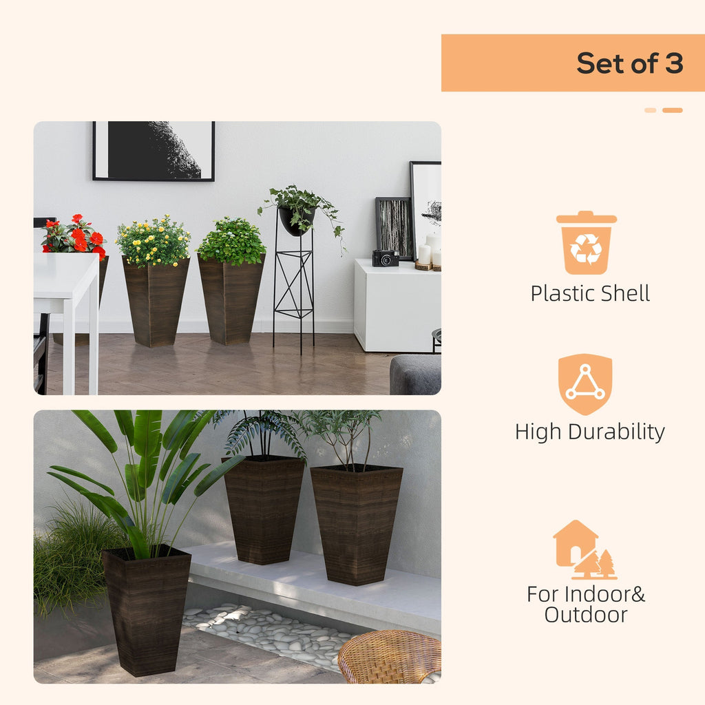 Outsunny 28" Tall Outdoor Planters, Set of 3 Large Taper Planters