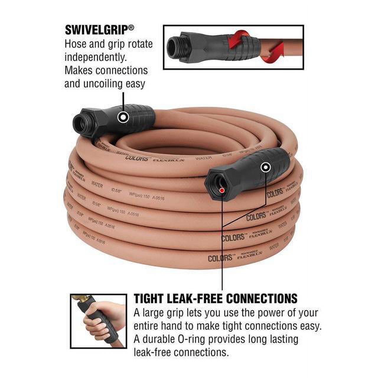 Legacy 225605 0.62 in. x 50 ft. Flexzilla Colors Garden Hose Red Clay