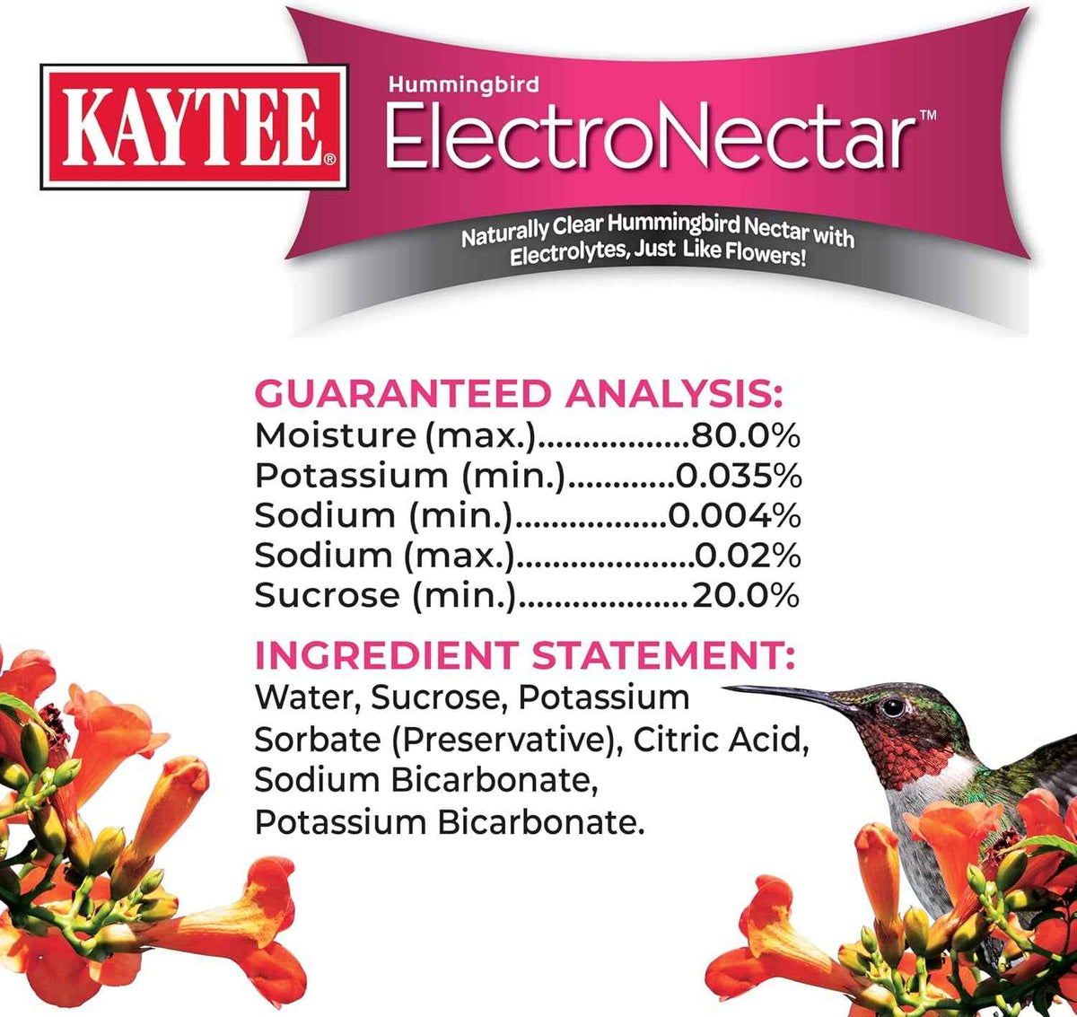 Kaytee Hummingbird ElectroNectar – Ready to Use, 64 oz