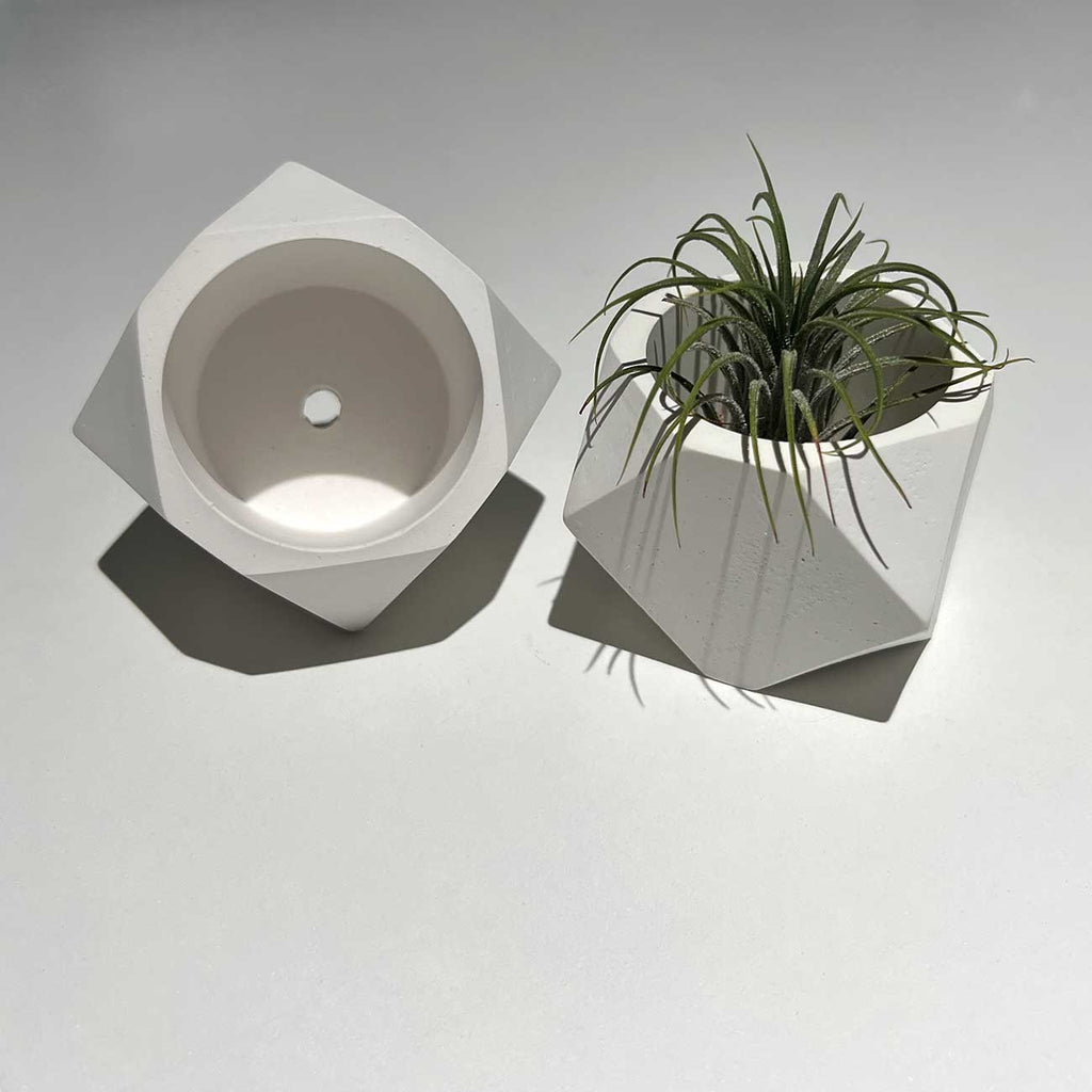 Diamond Cement Planter – Geometric Concrete Pot – 2" x 1.75"