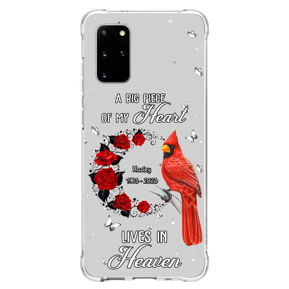 Personalized Memorial Cardinal Phone Case - Memorial Gift Idea For Family - A Big Piece Of My Heart Lives In Heaven - Case For iPhone/Samsung