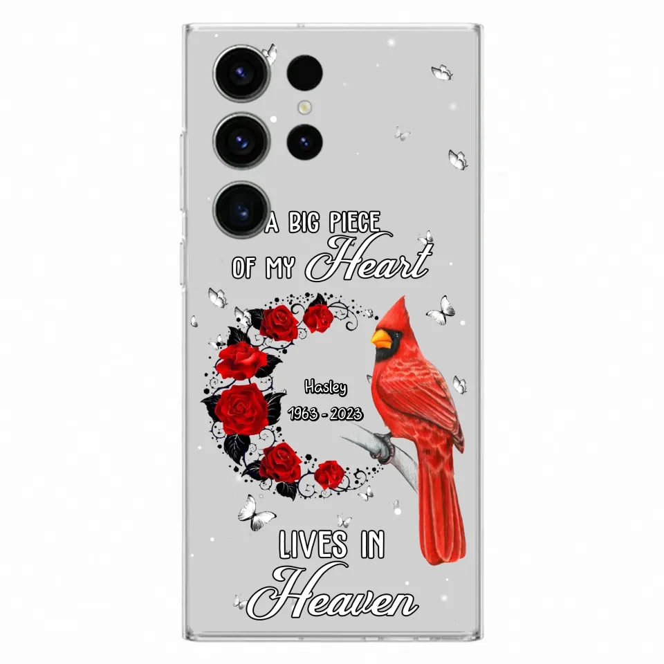 Personalized Memorial Cardinal Phone Case - Memorial Gift Idea For Family - A Big Piece Of My Heart Lives In Heaven - Case For iPhone/Samsung