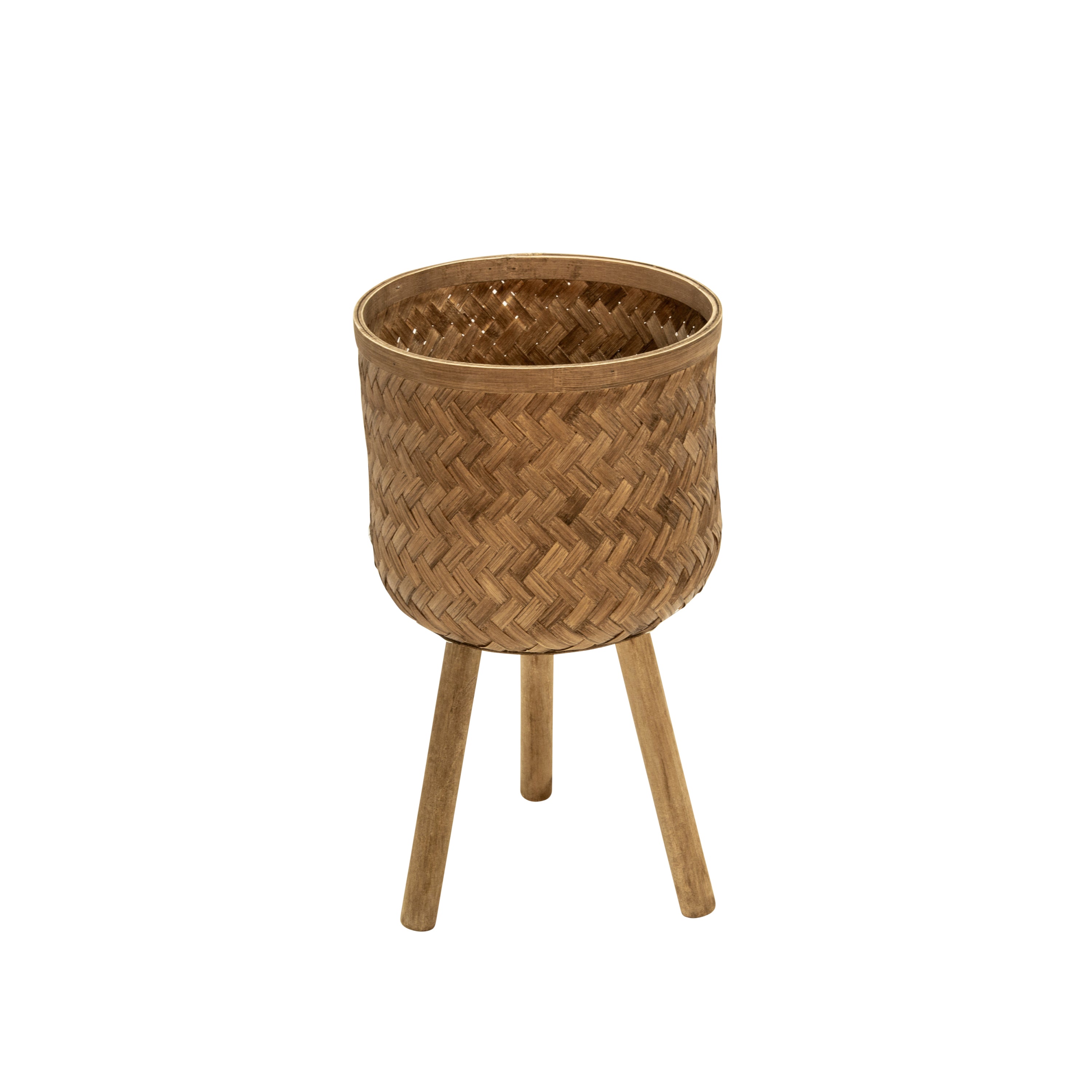 S/3 BAMBOO PLANTERS 11/13/15' BROWN