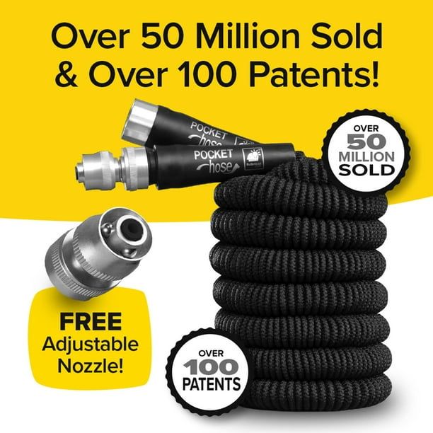 Pocket Hose Original Silver Bullet Water Hose by BulbHead Expandable Garden Hose That Grows with Lead-Free Aluminum Connectors Safe Drinking Water Hose (100 Feet)