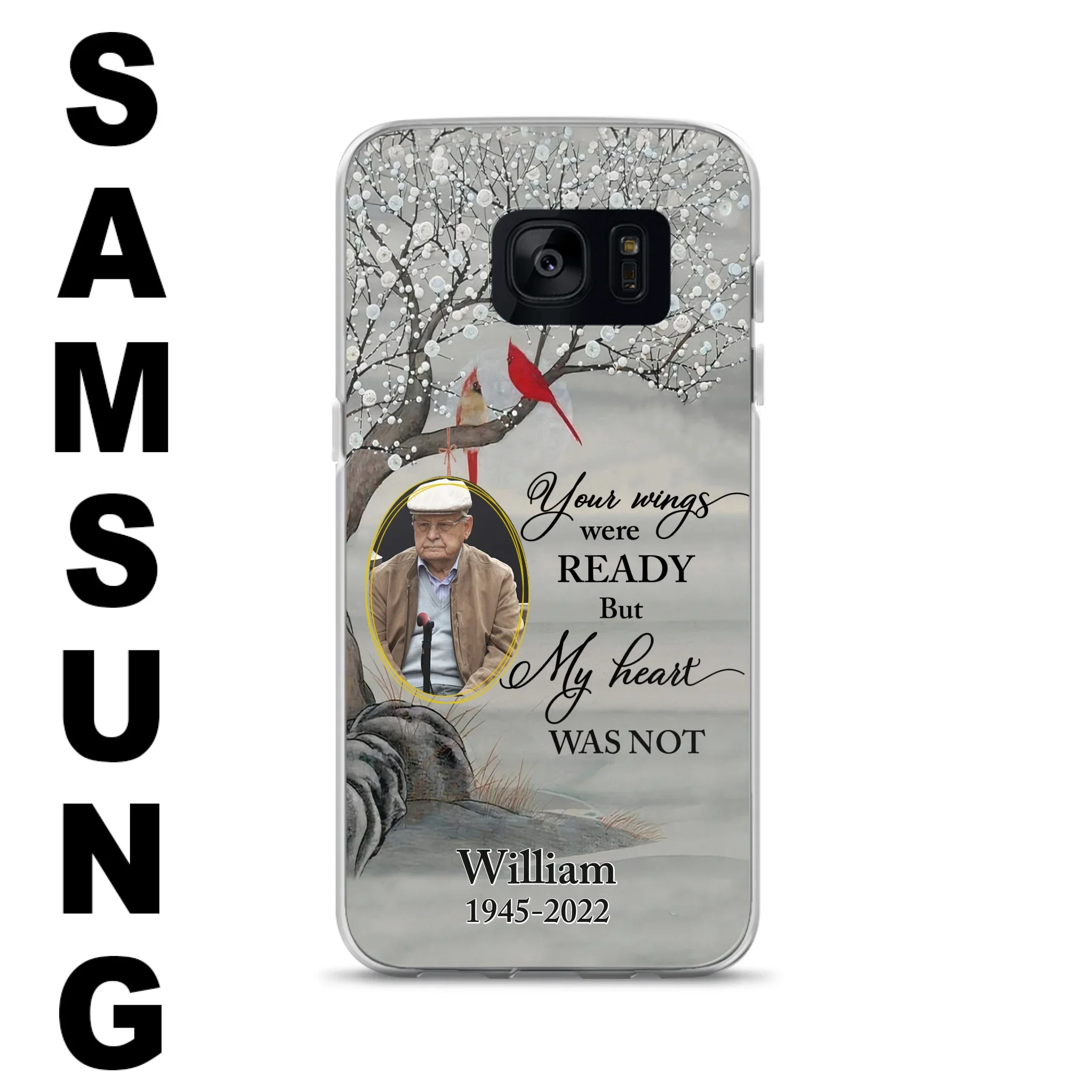 Custom Personalized Cardinal Memorial Phone Case for iPhone/ Samsung - Custom Photo - Your Wings Were Ready But My Heart Was Not