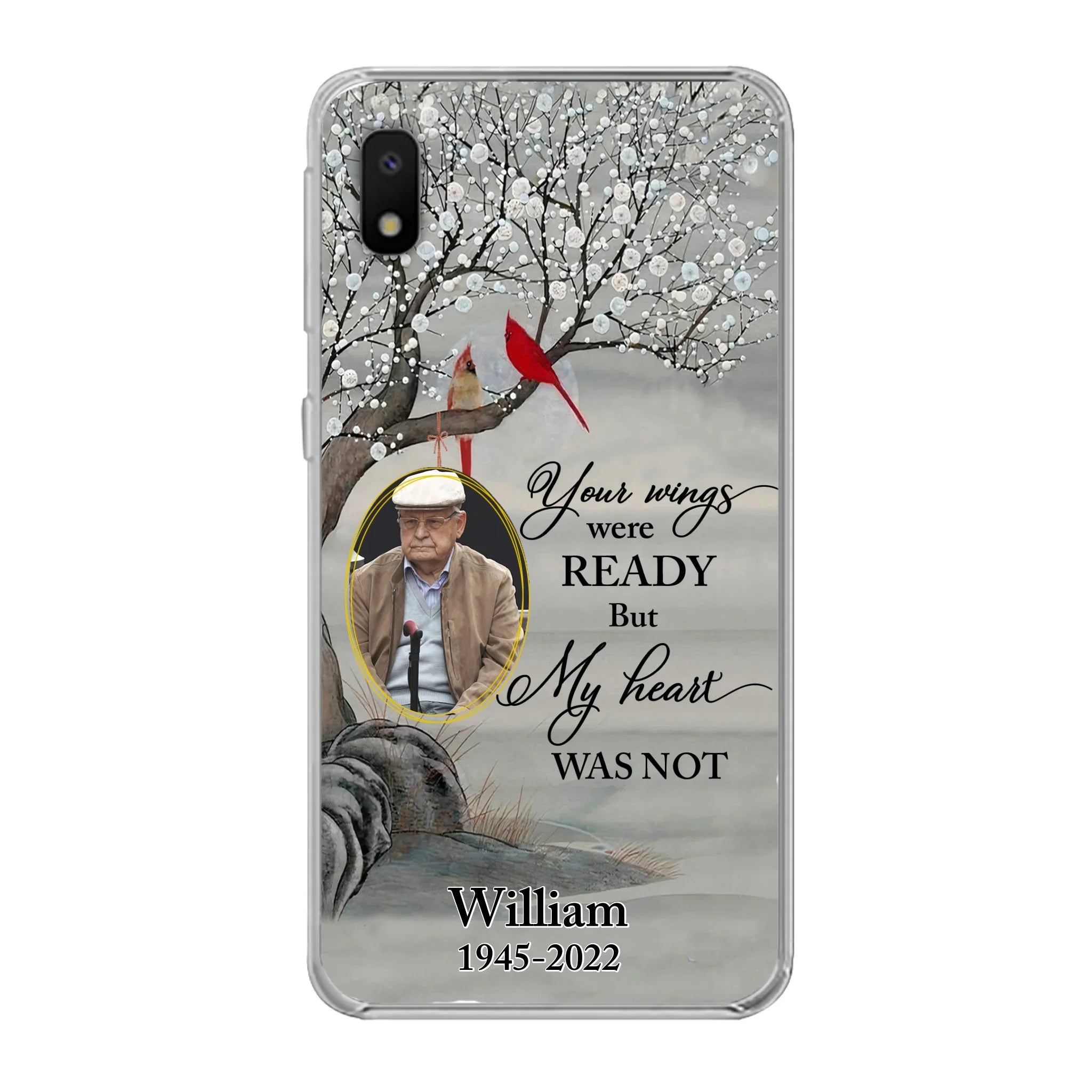 Custom Personalized Cardinal Memorial Phone Case for iPhone/ Samsung - Custom Photo - Your Wings Were Ready But My Heart Was Not