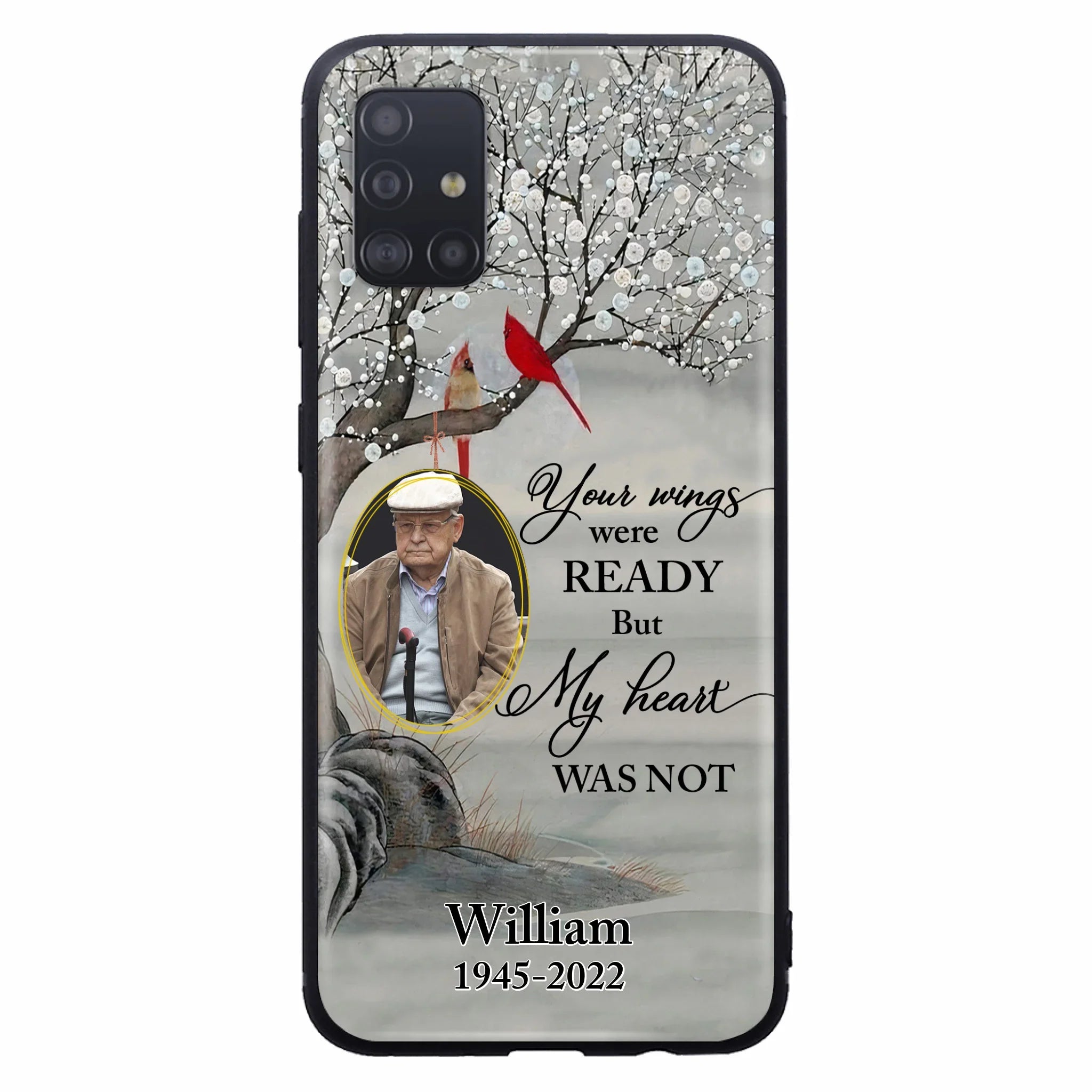 Custom Personalized Cardinal Memorial Phone Case for iPhone/ Samsung - Custom Photo - Your Wings Were Ready But My Heart Was Not