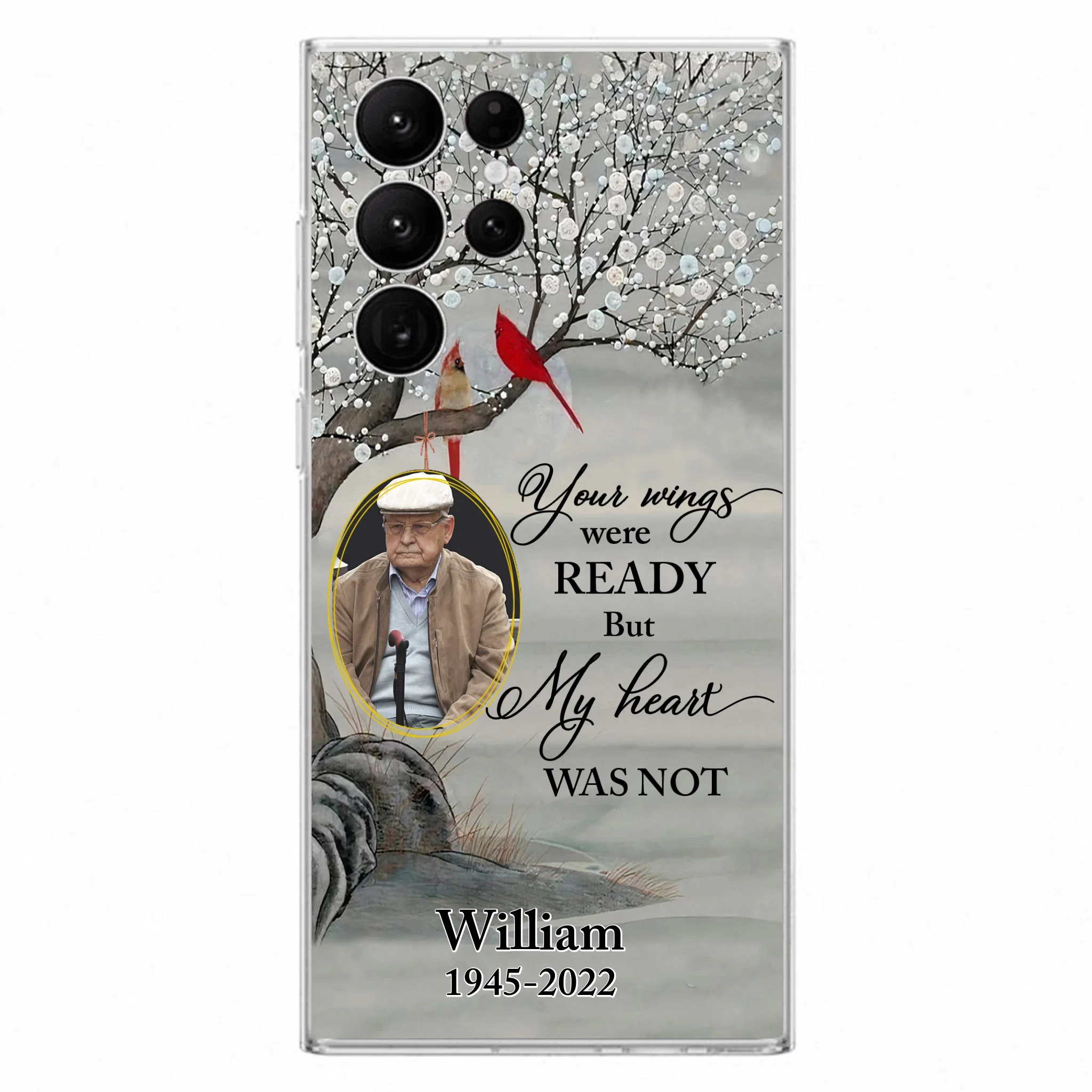 Custom Personalized Cardinal Memorial Phone Case for iPhone/ Samsung - Custom Photo - Your Wings Were Ready But My Heart Was Not