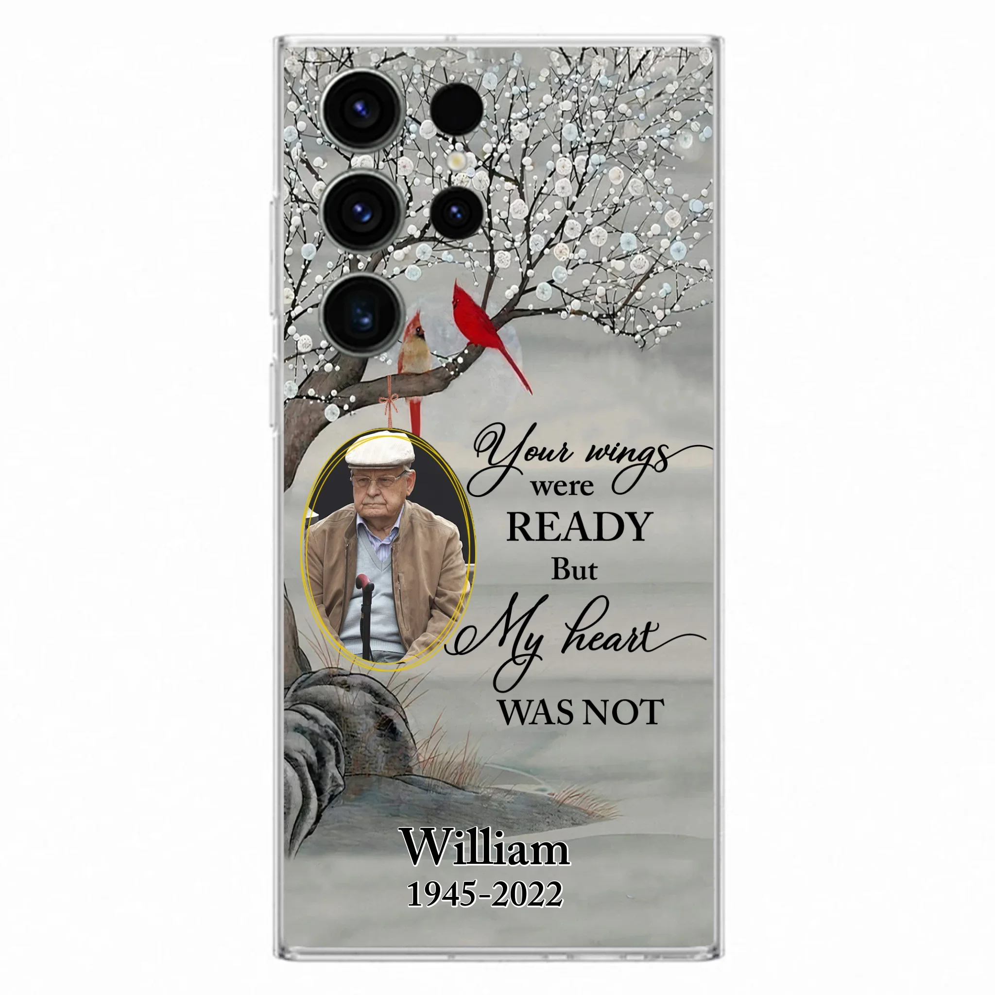 Custom Personalized Cardinal Memorial Phone Case for iPhone/ Samsung - Custom Photo - Your Wings Were Ready But My Heart Was Not