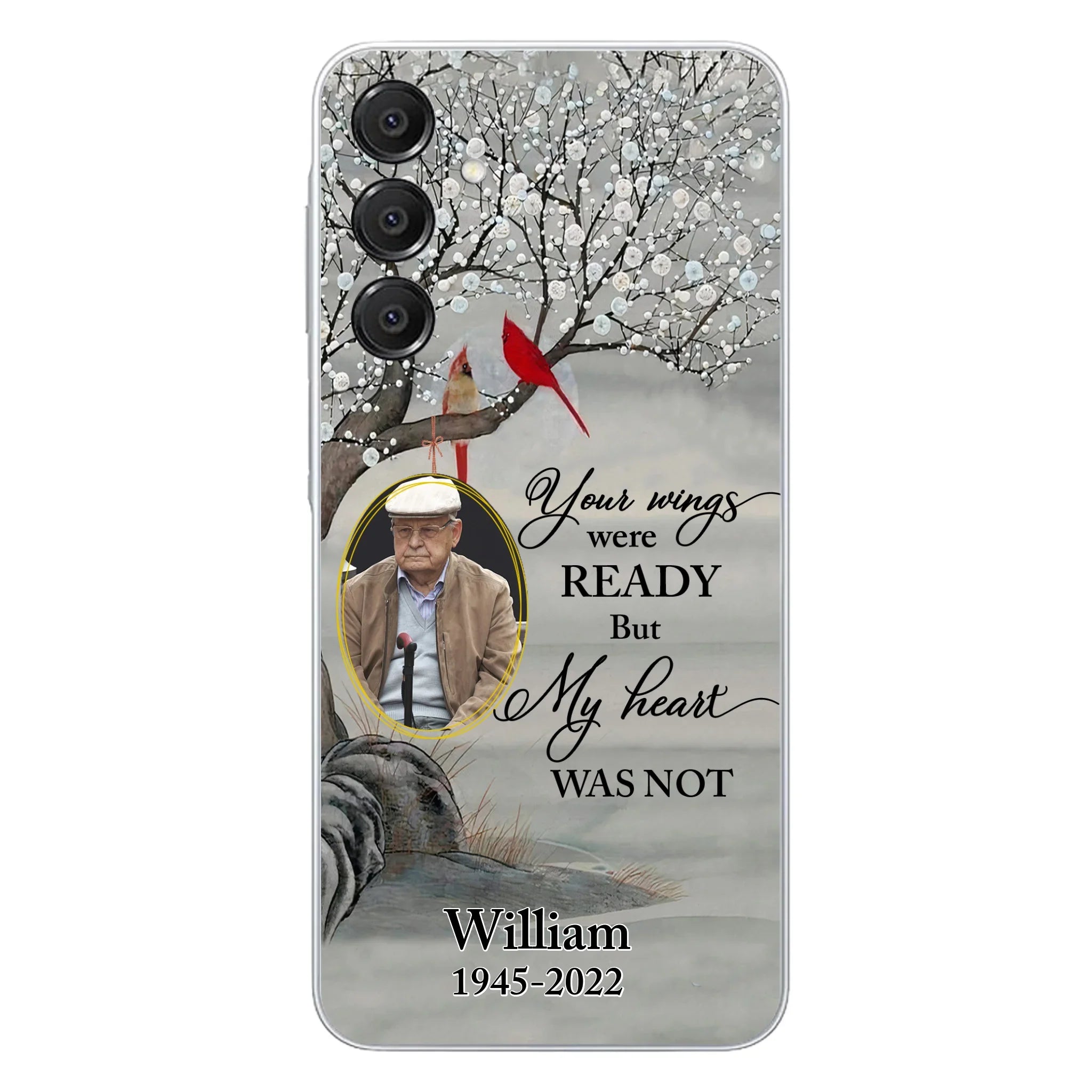 Custom Personalized Cardinal Memorial Phone Case for iPhone/ Samsung - Custom Photo - Your Wings Were Ready But My Heart Was Not