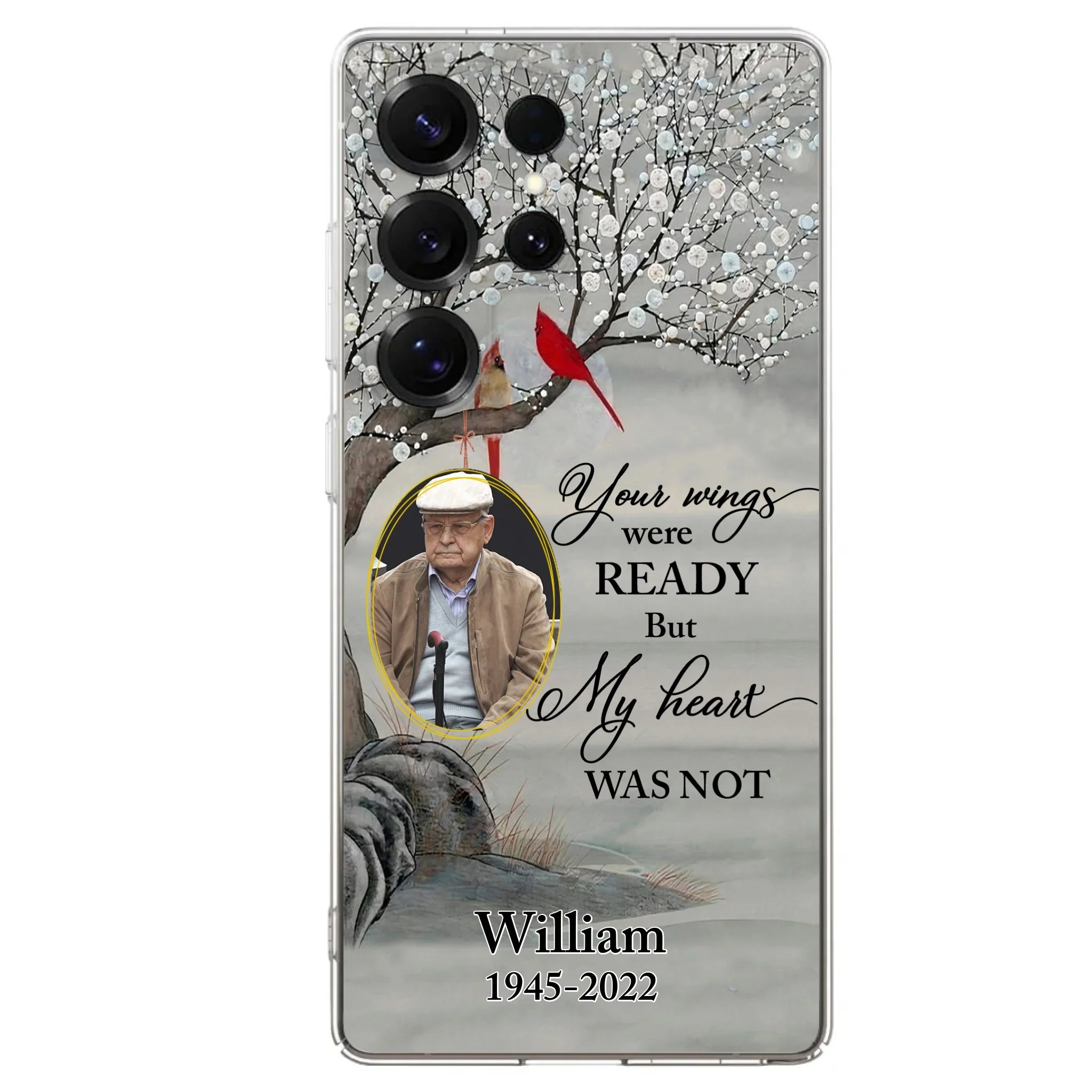 Custom Personalized Cardinal Memorial Phone Case for iPhone/ Samsung - Custom Photo - Your Wings Were Ready But My Heart Was Not